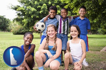 a summer soccer camp - with Delaware icon