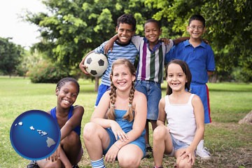 a summer soccer camp - with Hawaii icon